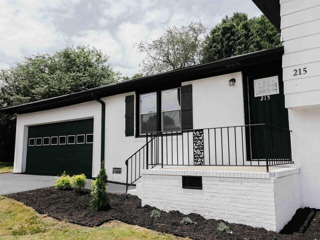 exterior space featuring a garage