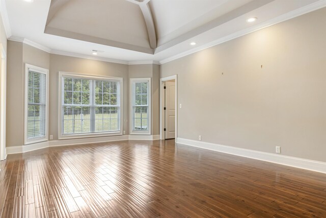 unfurnished room featuring crown molding and dark hardwood / wood-style floors