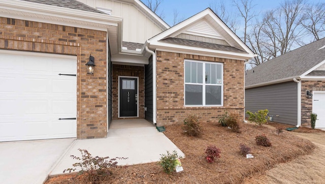 property entrance with a garage