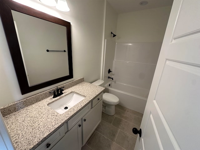 full bathroom with vanity, toilet, tile patterned flooring, and tub / shower combination