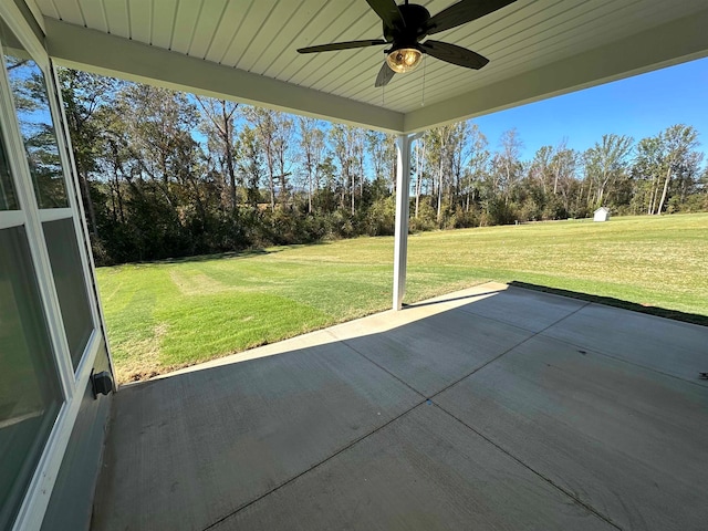 view of patio / terrace with ceiling fan