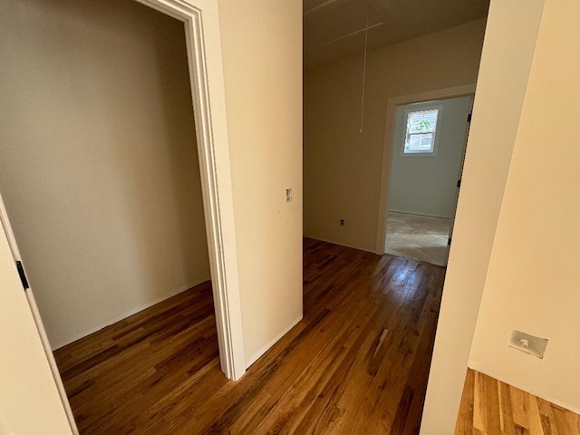 hallway with hardwood / wood-style floors