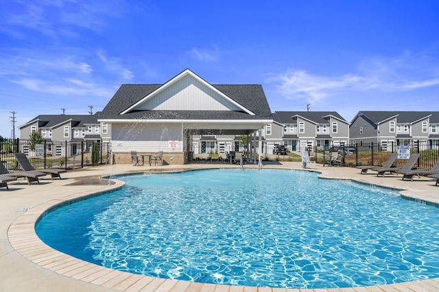 view of swimming pool featuring a patio