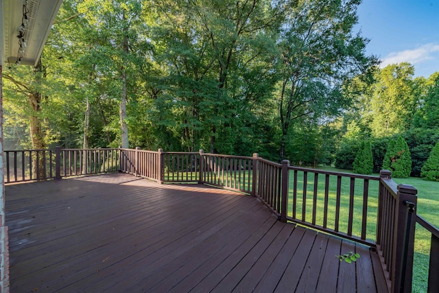 wooden deck with a yard