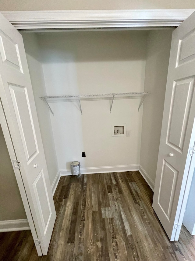 laundry room with wood-type flooring and washer hookup