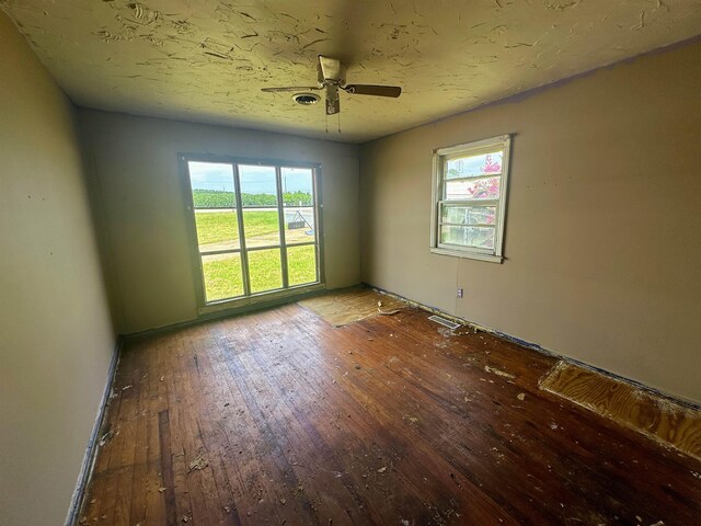 empty room featuring hardwood / wood-style floors and ceiling fan