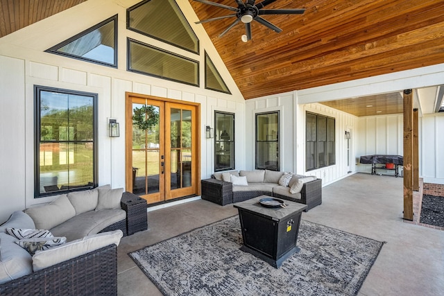 view of patio featuring an outdoor hangout area and french doors