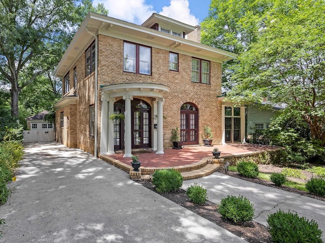 view of front facade featuring french doors