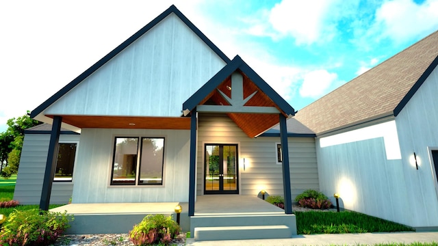 back of house featuring covered porch