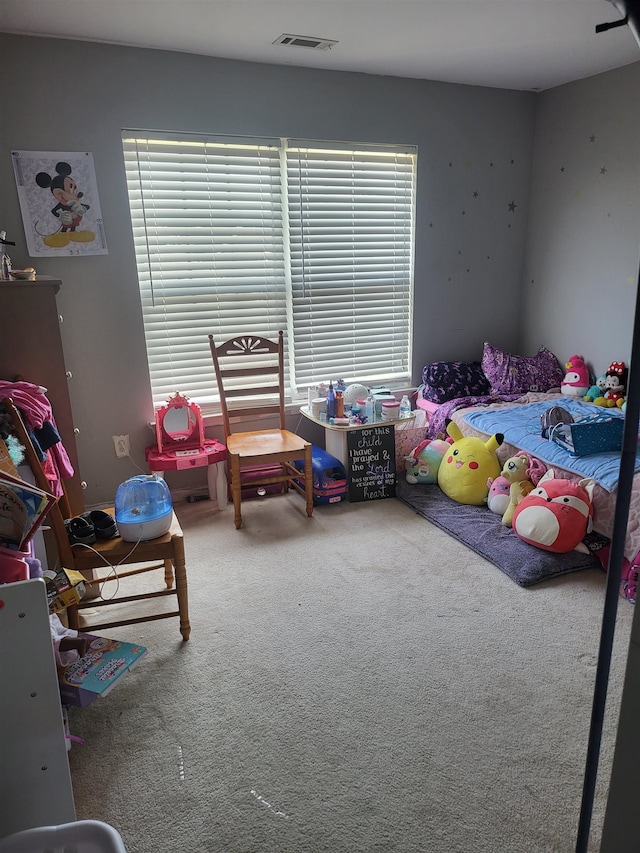 bedroom with carpet floors and multiple windows