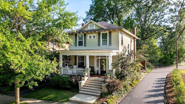 view of front of home with covered porch