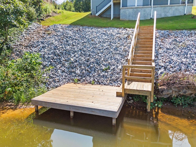 view of dock featuring a water view