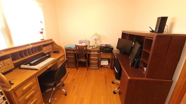 home office featuring light wood-type flooring