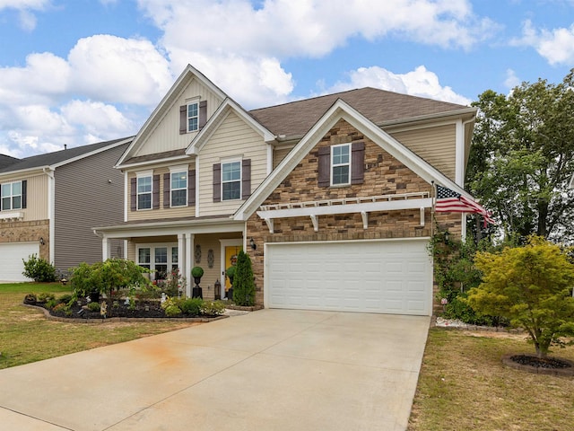 craftsman inspired home with a garage