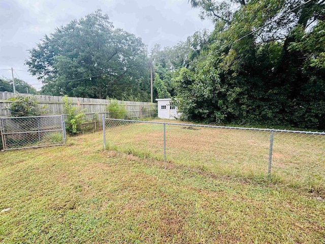 view of yard with a storage unit