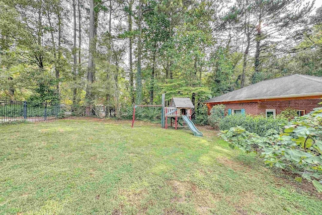 view of yard featuring a playground