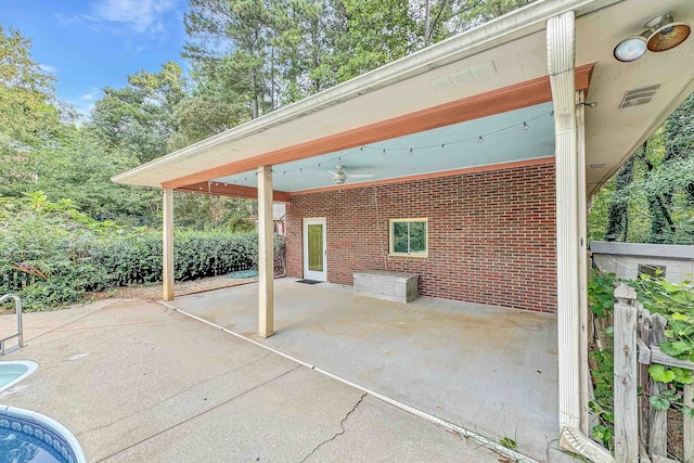 view of patio with ceiling fan