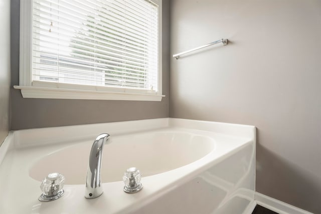 bathroom featuring a healthy amount of sunlight and a washtub