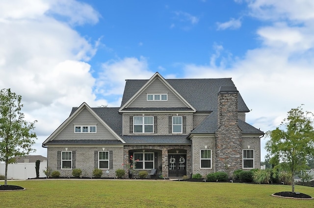 craftsman inspired home featuring a front yard