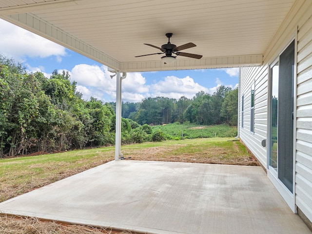 view of patio / terrace featuring ceiling fan