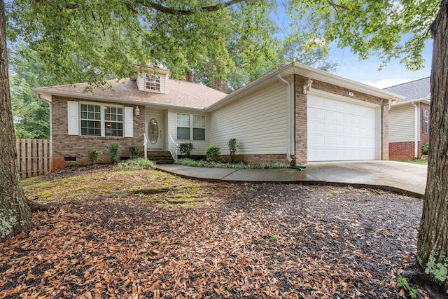 single story home featuring a garage