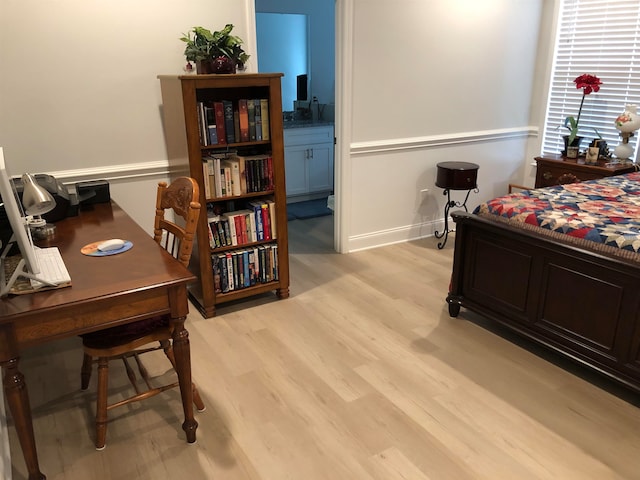 bedroom featuring light hardwood / wood-style floors