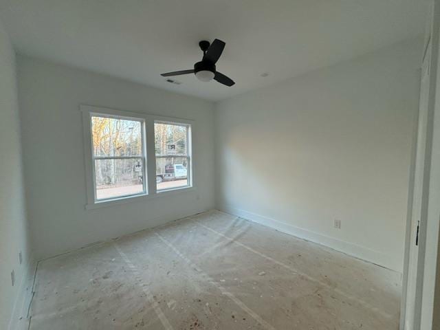 spare room featuring ceiling fan