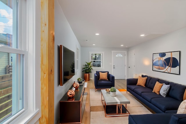 living room featuring light hardwood / wood-style floors