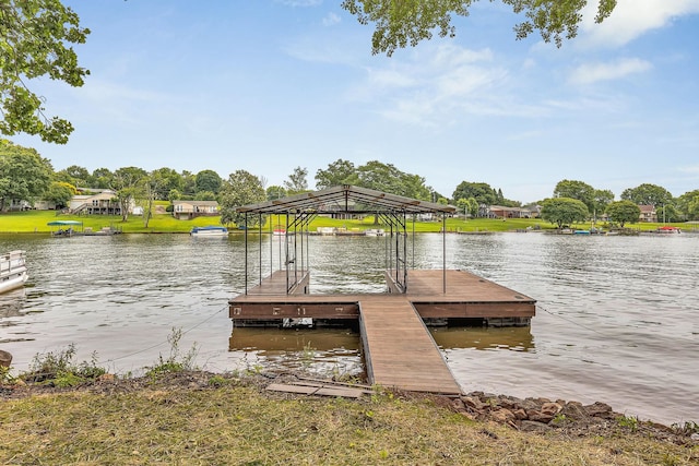 dock area featuring a water view