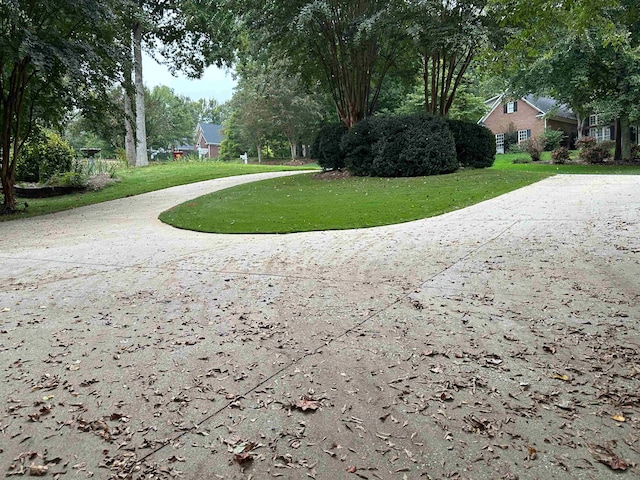 view of property's community with a lawn