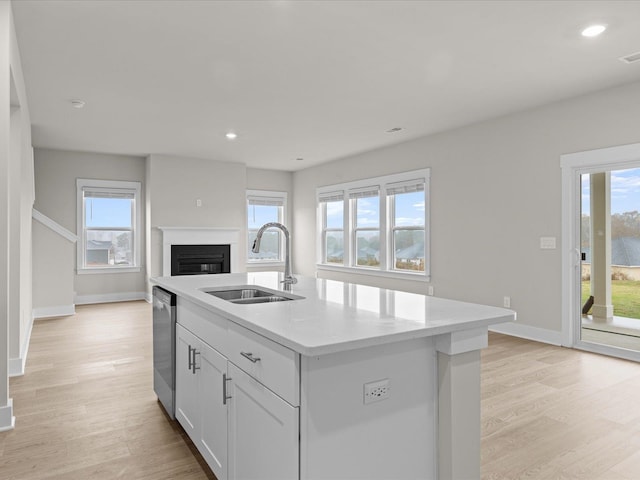 kitchen featuring an island with sink, plenty of natural light, and sink