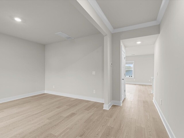 empty room with light wood-type flooring