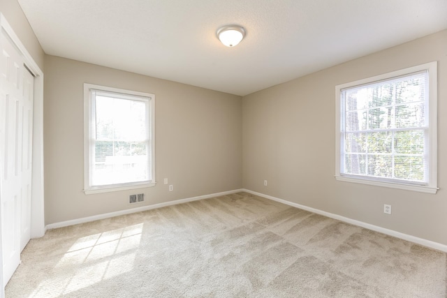 empty room with light carpet and a wealth of natural light