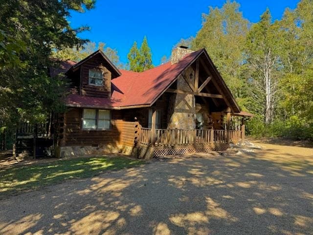 view of log home