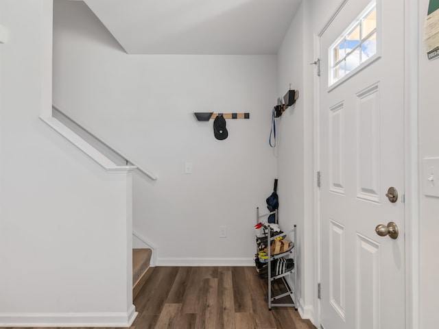 entrance foyer with dark hardwood / wood-style floors