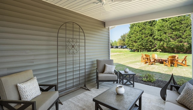 view of patio / terrace with ceiling fan