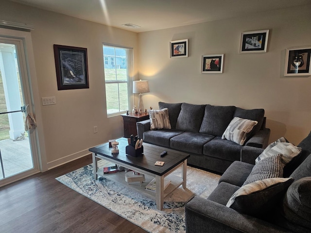 living room featuring hardwood / wood-style flooring