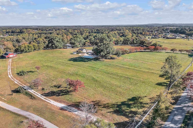 aerial view featuring a rural view