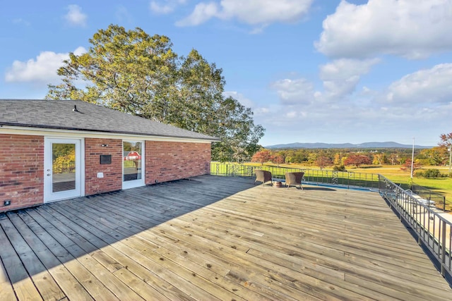 deck featuring a mountain view