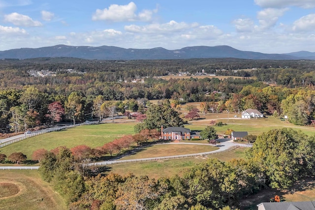 drone / aerial view featuring a mountain view