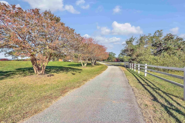 view of road with a rural view