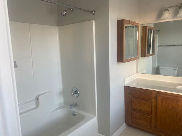 full bathroom with vanity, toilet, and shower / bath combination