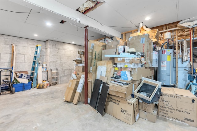 basement with water heater