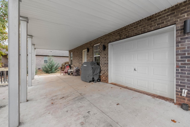 view of garage