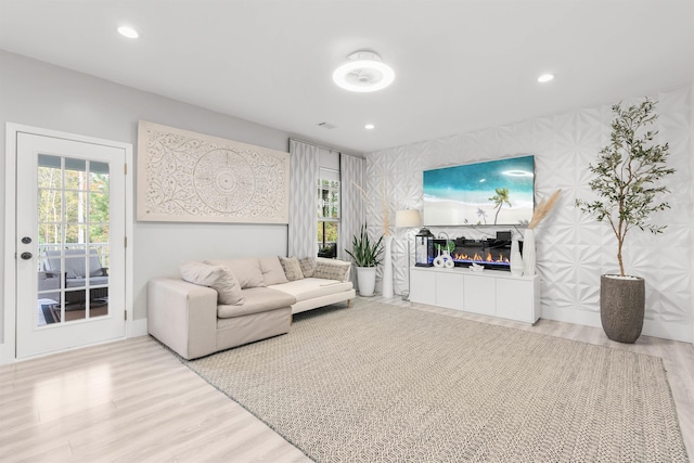 living room featuring light hardwood / wood-style floors