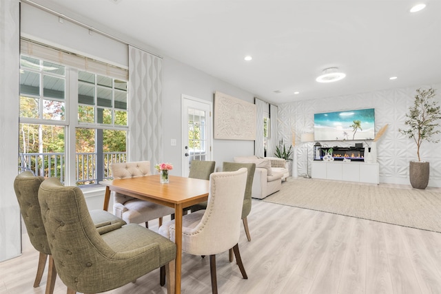 dining area featuring light hardwood / wood-style flooring