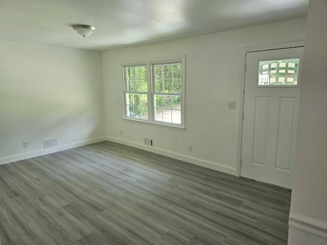 entryway with hardwood / wood-style flooring