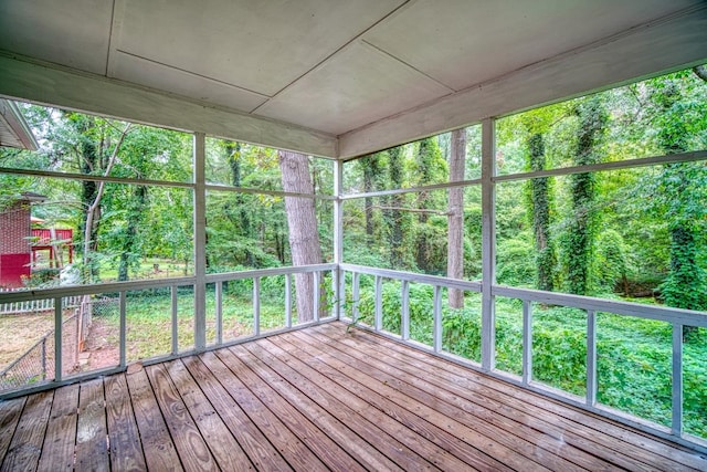 view of unfurnished sunroom