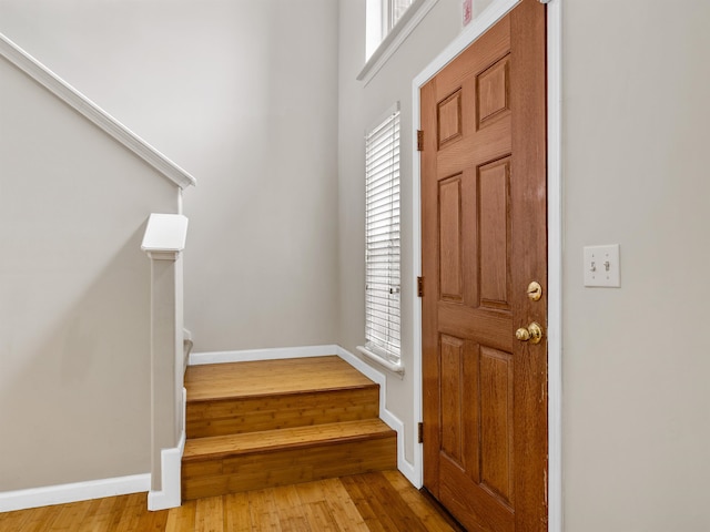 foyer with light hardwood / wood-style flooring