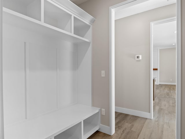 mudroom featuring light wood-type flooring